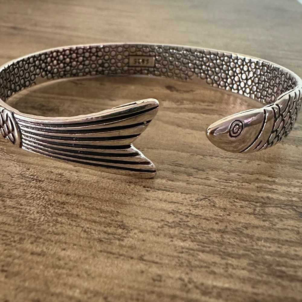 Minimalist Sterling Silver Cuff – Fish Bangle Bracelet, Modern Jewelry cape cod - Picture 6 of 6